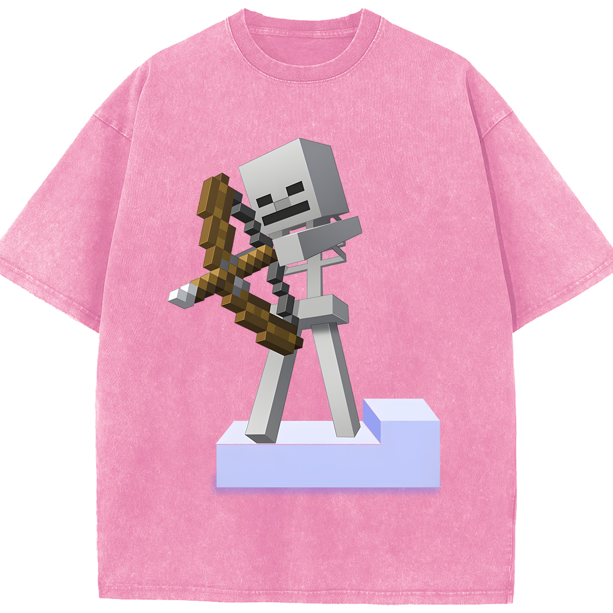（画像用） マインクラフト ブロックの世界 Minecraft MC Block world 綿100% ヴィンテージ風 半袖Tシャツ（フロントプリント）
